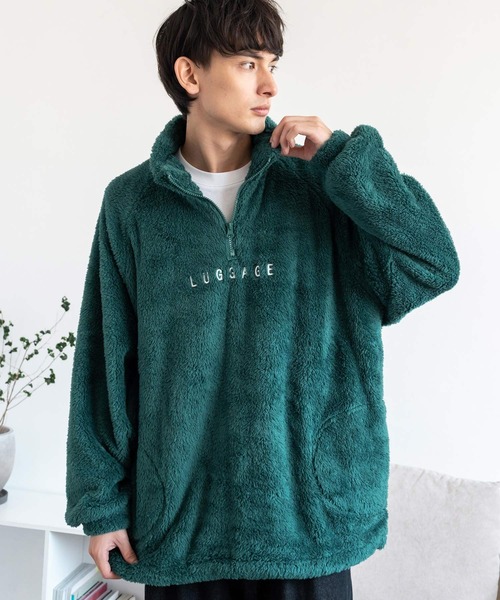 Rocky Monroe（ロッキーモンロー）の「オーバーサイズ ハーフジップダブルフェイスボアフリーストレーナー（スウェット・メンズ・グレー/グリーン/アイボリー/ブラック・M/L）」の18枚目の写真