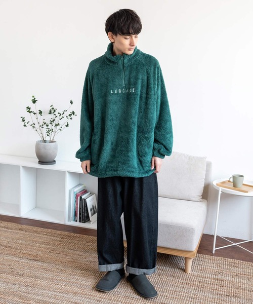 Rocky Monroe（ロッキーモンロー）の「オーバーサイズ ハーフジップダブルフェイスボアフリーストレーナー（スウェット・メンズ・グレー/グリーン/アイボリー/ブラック・M/L）」の19枚目の写真