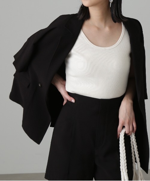 FREE'S MART（フリーズマート）の「◇テレコタンク（タンクトップ・レディース・ホワイト/ブラック/ベージュ・FREE）」の2枚目の写真