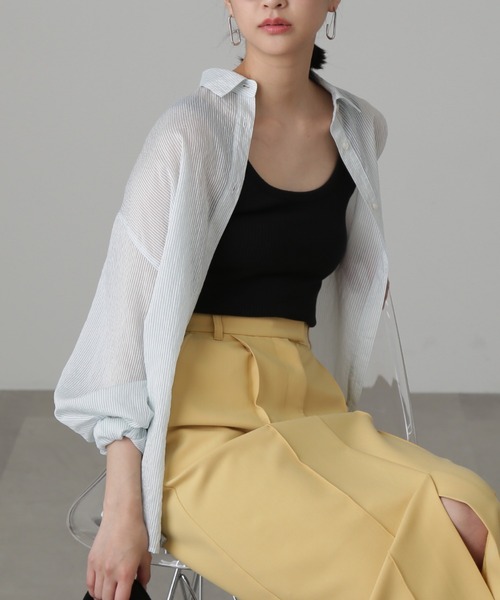 FREE'S MART（フリーズマート）の「◇テレコタンク（タンクトップ・レディース・ホワイト/ブラック/ベージュ・FREE）」の4枚目の写真