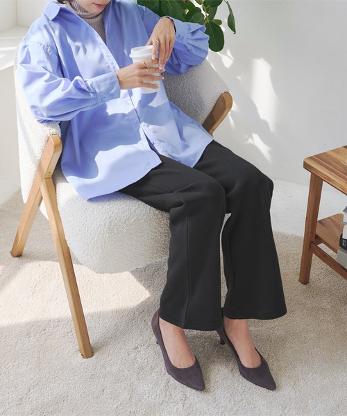 KOBE LETTUCE（コウベレタス）の「[ 裏起毛 ] ワイドストレートパンツ（その他パンツ・レディース・オフホワイト/ピンク系/ブラウン/ダークグレー/ブラック・PL/L/PM/M）」の9枚目の写真