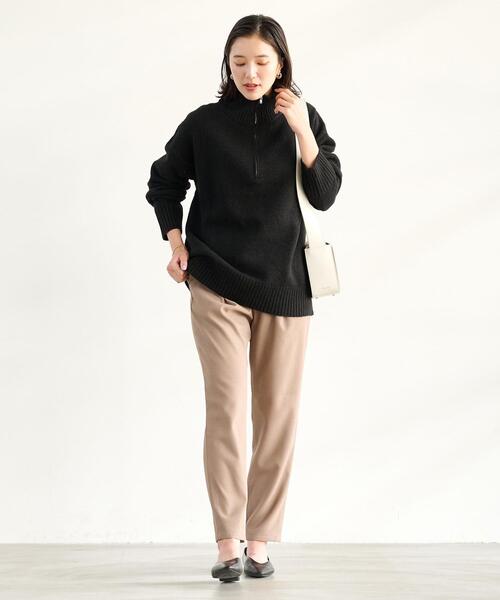 green label relaxing（グリーンレーベルリラクシング）の「【WEB限定】ハーフジップ プルオーバー ニット（ニット/セーター・レディース・オフホワイト/グレー/ブラック・FREE）」の4枚目の写真