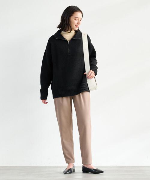 green label relaxing（グリーンレーベルリラクシング）の「【WEB限定】ハーフジップ プルオーバー ニット（ニット/セーター・レディース・オフホワイト/グレー/ブラック・FREE）」の6枚目の写真