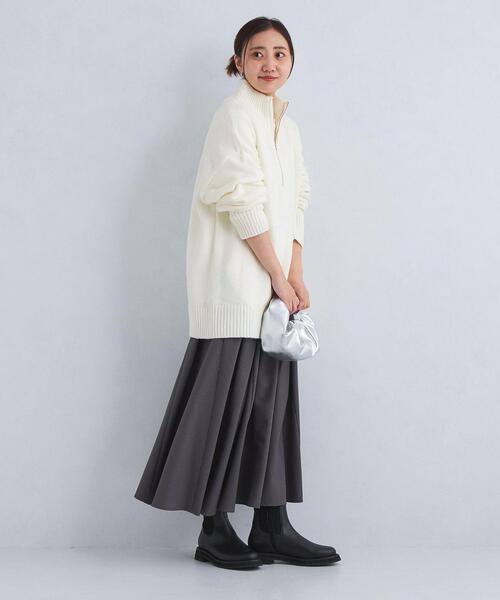 green label relaxing（グリーンレーベルリラクシング）の「【WEB限定】ハーフジップ プルオーバー ニット（ニット/セーター・レディース・オフホワイト/グレー/ブラック・FREE）」の8枚目の写真