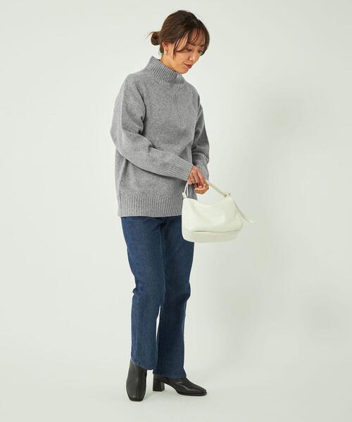 green label relaxing（グリーンレーベルリラクシング）の「【WEB限定】ハーフジップ プルオーバー ニット（ニット/セーター・レディース・オフホワイト/グレー/ブラック・FREE）」の11枚目の写真