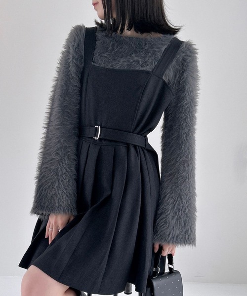 Heather（ヘザー）の「シャギー袖フレアニット  994629（ニット/セーター・レディース・オフホワイト/グレー/ピンク・FREE）」の2枚目の写真