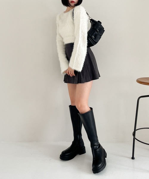 Heather（ヘザー）の「シャギー袖フレアニット  994629（ニット/セーター・レディース・オフホワイト/グレー/ピンク・FREE）」の6枚目の写真