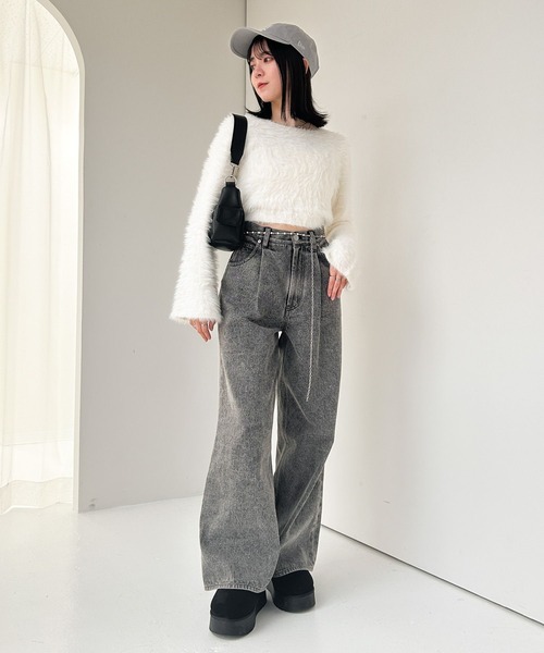 Heather（ヘザー）の「シャギー袖フレアニット  994629（ニット/セーター・レディース・オフホワイト/グレー/ピンク・FREE）」の11枚目の写真