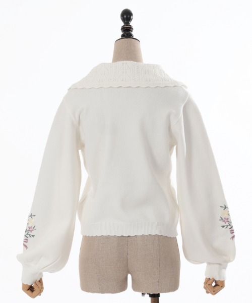 axes femme POETIQUE(アクシーズファムポエティック)の「フラワー刺繍ニットプルオーバー(ニット/セーター・レディース・ピンク/キナリ/グリーン・MEDIUM)」の14枚目の写真