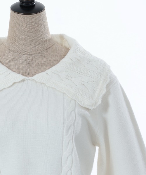 axes femme POETIQUE(アクシーズファムポエティック)の「フラワー刺繍ニットプルオーバー(ニット/セーター・レディース・ピンク/キナリ/グリーン・MEDIUM)」の15枚目の写真