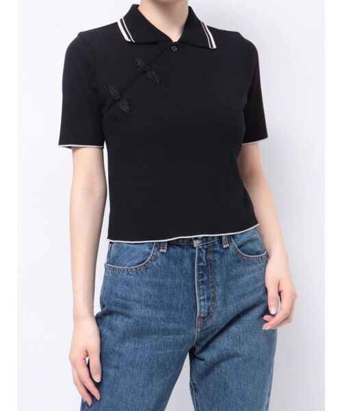 jouetie(ジュエティ)の「チャイナポロトップス(ポロシャツ・レディース・ブラック/オフホワイト/ピンク/ブルー/アイボリー/ネイビー・MEDIUM)」の22枚目の写真