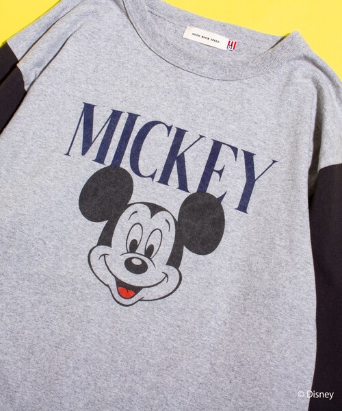 GOOD ROCK SPEED(グッドロックスピード)の「【GOOD ROCK SPEED/グッドロックスピード】別注ミッキー / プリント ベースボールTシャツ 7分袖 / MICKEY(Tシャツ/カットソー・メンズ・ライトグレー/ホワイト・M/L)」の5枚目の写真