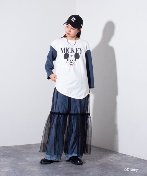 GOOD ROCK SPEED(グッドロックスピード)の「【GOOD ROCK SPEED/グッドロックスピード】別注ミッキー / プリント ベースボールTシャツ 7分袖 / MICKEY(Tシャツ/カットソー・メンズ・ライトグレー/ホワイト・M/L)」の8枚目の写真