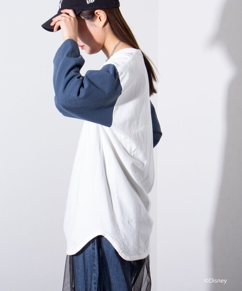 GOOD ROCK SPEED(グッドロックスピード)の「【GOOD ROCK SPEED/グッドロックスピード】別注ミッキー / プリント ベースボールTシャツ 7分袖 / MICKEY(Tシャツ/カットソー・メンズ・ライトグレー/ホワイト・M/L)」の4枚目の写真