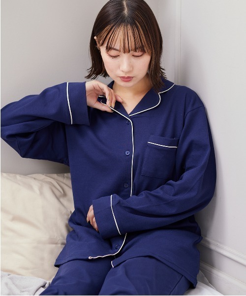 tutuanna（チュチュアンナ）の「パジャマ レディース [ゆったり設計パジャマ]綿100％無地前開き長袖スムースパジャマ（ルームウェア ...