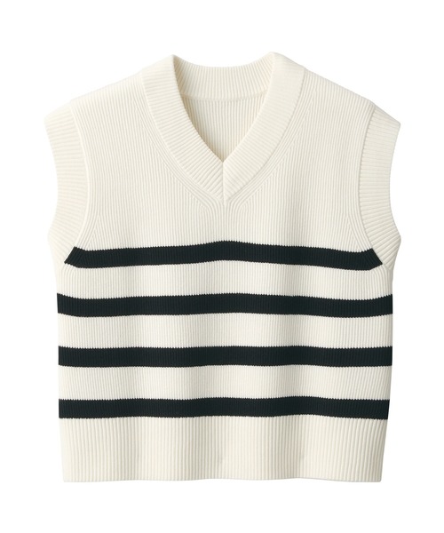 無印良品(ムジルシリョウヒン)の「婦人 洗える畦編みショート丈Vネックベスト(ベスト・レディース・ホワイト系3/オートミール/ブラック/ブラック系・XS/M/S/XL/L)」の9枚目の写真