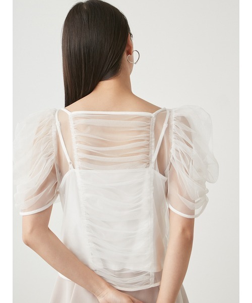 SNIDEL（スナイデル）の「ギャザーパフスリチュールTOPS（Tシャツ/カットソー・レディース・ライトブルー/ブラック/アイボリー・FREE）」の9枚目の写真