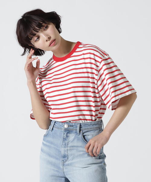 soglia(ソリア)の「SOGLIA/ソリア OPEN END BORDER TEE リンガーボーダーT(Tシャツ/カットソー・レディース・キナリ/レッド/グレー・1)」の18枚目の写真
