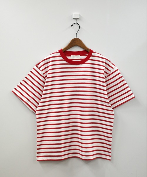 soglia(ソリア)の「SOGLIA/ソリア OPEN END BORDER TEE リンガーボーダーT(Tシャツ/カットソー・レディース・キナリ/レッド/グレー・1)」の7枚目の写真