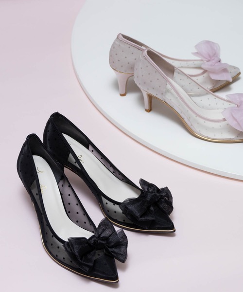 Launa lea(ラウナレア)の「リボンチュールヒールパンプス(0556)(パンプス・レディース・ブラック/ベージュ/ライラック・24.5cm/25.0cm/22.0cm/22.5cm/23.0cm/23.5cm/24.0cm)」の4枚目の写真