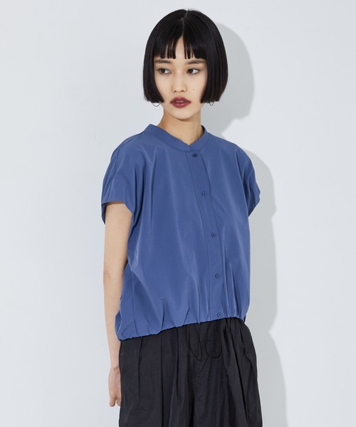 NOMINE(ノミネ)の「フレンチ ショートシャツ(シャツ/ブラウス・レディース・ホワイト/グレイッシュブルー/ブラック・フリー)」の3枚目の写真