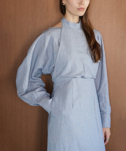 CLANE（クラネ）の「HALTER LAYERED ONEPIECE（ワンピース・レディース・オレンジ/ブラック/ブルー・0/1/2）」の16枚目の写真