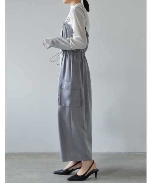 Re:EDIT（リエディ）の「[2024SS COLLECTION][低身長サイズ有]2WAYサテンフロントジップキャミワンピース（ワンピース・レディース・ホワイト/ブラック/グレー/モカ・SHORT/MEDIUM/LARGE）」の21枚目の写真