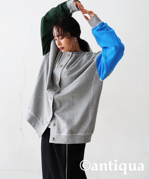 antiqua（アンティカ）の「カラーステッチカーディガン（カーディガン/ボレロ・レディース・ネイビー/グレー・FREE）」の16枚目の写真
