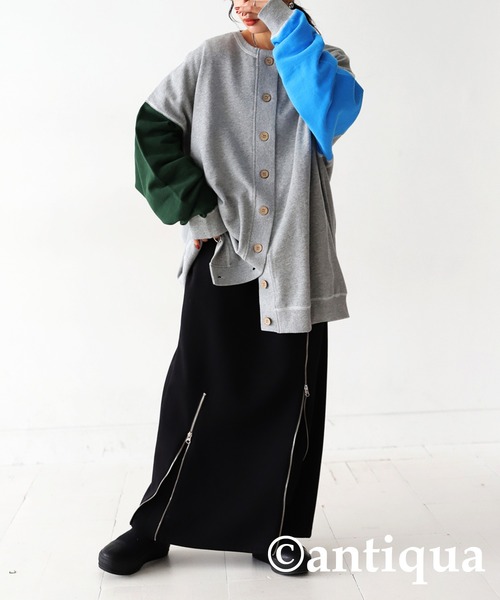 antiqua（アンティカ）の「カラーステッチカーディガン（カーディガン/ボレロ・レディース・ネイビー/グレー・FREE）」の18枚目の写真