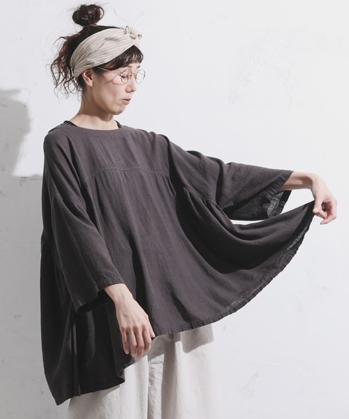soulberry(ソウルベリー)の「麻仕立てのプルオーバー(シャツ/ブラウス・レディース・スミクロ・L/M/4L/3L/LL)」の14枚目の写真