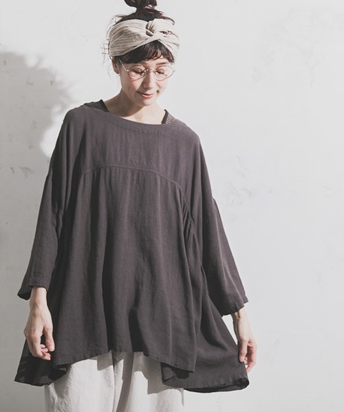 soulberry(ソウルベリー)の「麻仕立てのプルオーバー(シャツ/ブラウス・レディース・スミクロ・L/M/4L/3L/LL)」の12枚目の写真
