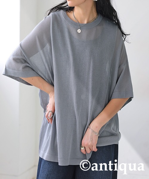 お値下げ不可です★新品★PRIORITY（Mal.購入★和紙シアーニット★38 シアーニットトップス（ニット/セーター）｜antiqua（アンティカ