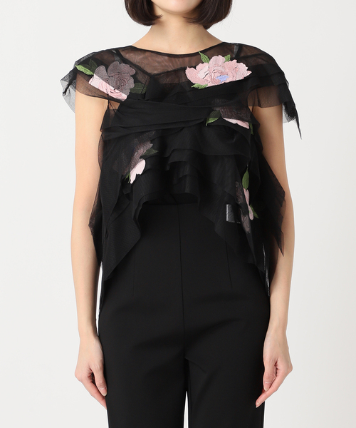 EDIT. FOR LULU(エディットフォールル)の「【CAROLINE HU/キャロライン フウ】TULLE PLEATRD TOP(シャツ/ブラウス・レディース・ブラック・FREE)」の5枚目の写真