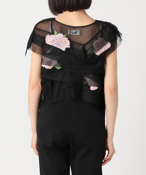 EDIT. FOR LULU(エディットフォールル)の「【CAROLINE HU/キャロライン フウ】TULLE PLEATRD TOP(シャツ/ブラウス・レディース・ブラック・FREE)」の7枚目の写真