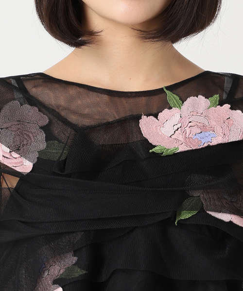 EDIT. FOR LULU(エディットフォールル)の「【CAROLINE HU/キャロライン フウ】TULLE PLEATRD TOP(シャツ/ブラウス・レディース・ブラック・FREE)」の8枚目の写真