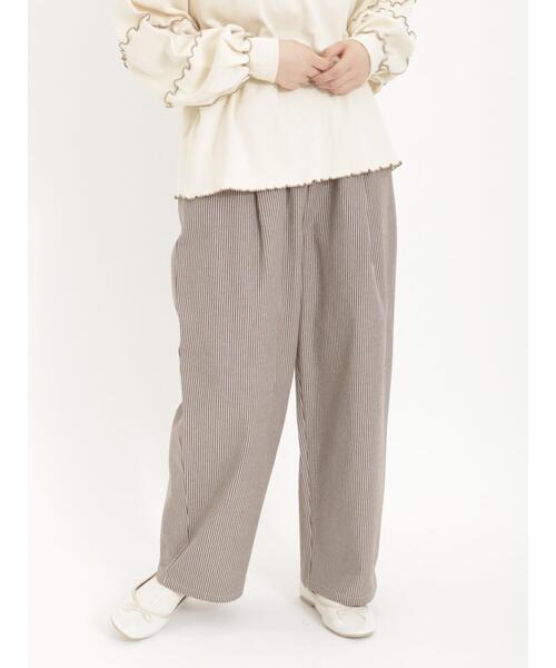 Samansa Mos2（サマンサ モスモス）の「ストライプタックパンツ（その他パンツ・レディース・ブラウン/チャコールグレー・F）」の3枚目の写真