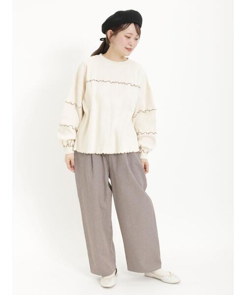 Samansa Mos2（サマンサ モスモス）の「ストライプタックパンツ（その他パンツ・レディース・ブラウン/チャコールグレー・F）」の7枚目の写真