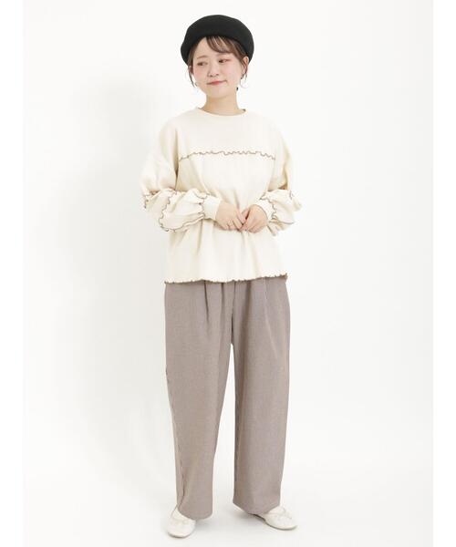 Samansa Mos2（サマンサ モスモス）の「ストライプタックパンツ（その他パンツ・レディース・ブラウン/チャコールグレー・F）」の8枚目の写真