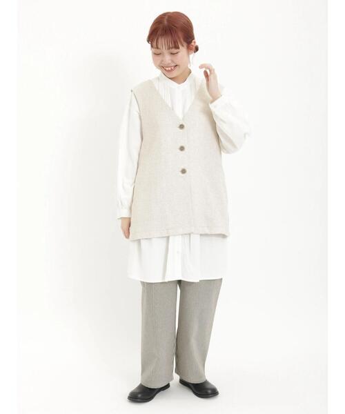 Samansa Mos2（サマンサ モスモス）の「ストライプタックパンツ（その他パンツ・レディース・ブラウン/チャコールグレー・F）」の13枚目の写真