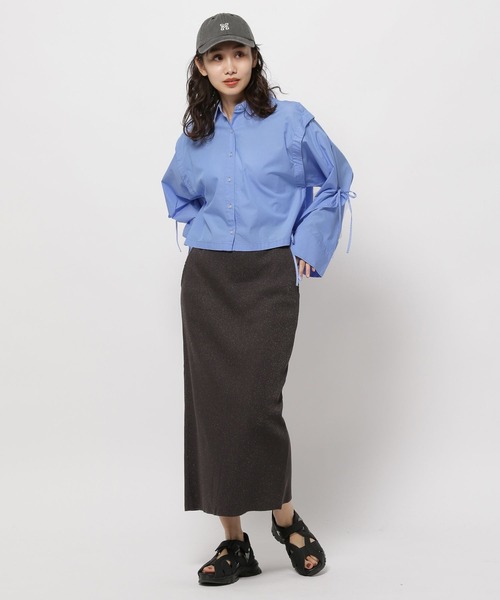 niko and...（ニコアンド）の「セルフカットリブスリットスカート（スカート・レディース・ライトブルー/ライトグレー/チャコール/ライトグリーン・LARGE/MEDIUM）」の7枚目の写真