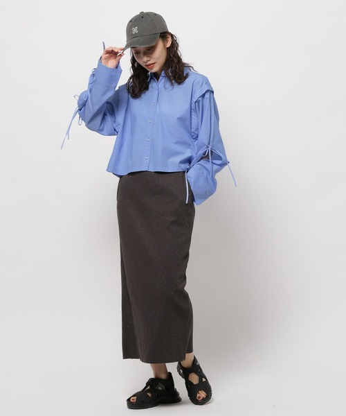 niko and...（ニコアンド）の「セルフカットリブスリットスカート（スカート・レディース・ライトブルー/ライトグレー/チャコール/ライトグリーン・LARGE/MEDIUM）」の8枚目の写真