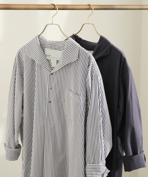 TICCA(ティッカ)の「【TICCA / ティッカ】 オープンカラーシャツワンピース(シャツワンピース・レディース・ネイビー/ダークブルー・FREE)」の4枚目の写真