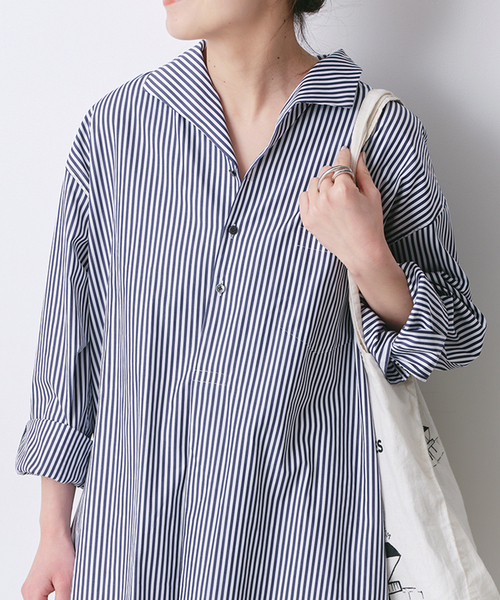 TICCA(ティッカ)の「【TICCA / ティッカ】 オープンカラーシャツワンピース(シャツワンピース・レディース・ネイビー/ダークブルー・FREE)」の14枚目の写真