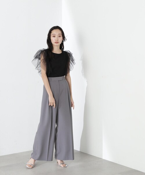 NATURAL BEAUTY BASIC（ナチュラルビューティーベーシック）の「◇ツータックワイドパンツ（その他パンツ・レディース・チャコールグレー/ベージュ・SMALL/MEDIUM）」の9枚目の写真