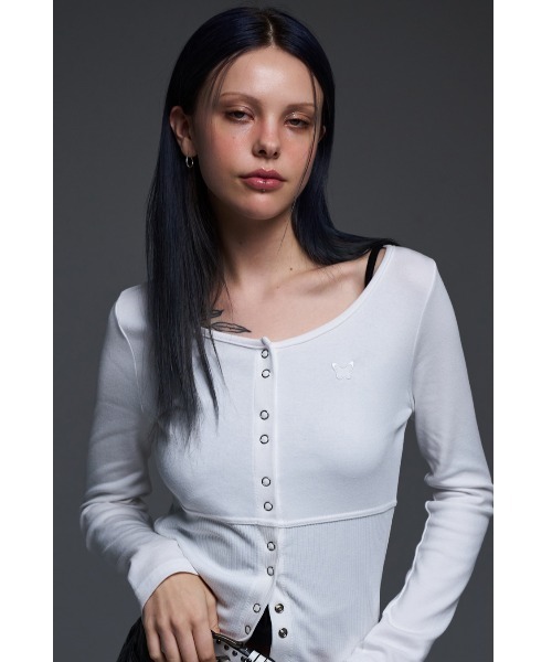 tシャツ A'GEM/9 × .kom 「 FANCY CLUB/ファンシークラブ」 OZ BUTTON FRONT CARDIGAN TEE/ボタン A'GEM/9 × .kom 『 FANCY CLUB/ファンシークラブ』 OZ BUTTON