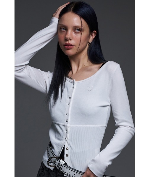 カーディガン A'GEM/9 × .kom 「 FANCY CLUB/ファンシークラブ」 TWO-RIBBON CROP CARDIGAN/リボンクロ FANCY CLUB カーディガン A'GEM/9 × .kom 「 CLUB/ファンシー