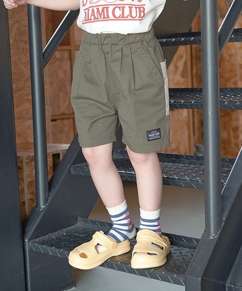 b・ROOM（ビールーム）の「バイカラービッグポケット4分丈パンツ（その他パンツ・キッズ・グリーン/ラベンダー/ベージュ/エメラルド/カーキ・140cm/130cm/110cm/100cm/150cm/120cm）」の2枚目の写真