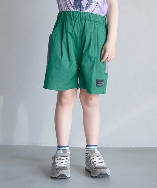b・ROOM（ビールーム）の「バイカラービッグポケット4分丈パンツ（その他パンツ・キッズ・グリーン/ラベンダー/ベージュ/エメラルド/カーキ・140cm/130cm/110cm/100cm/150cm/120cm）」の3枚目の写真