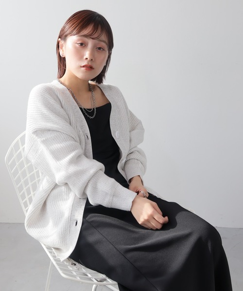 LADYMADE（レディメイド）の「バイカラーラメニットカーディガン（カーディガン/ボレロ・レディース・ホワイト/グレイッシュベージュ/ブラック・FREE）」の12枚目の写真