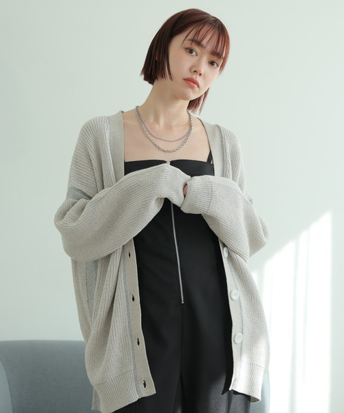セール】バイカラーラメニットカーディガン（カーディガン/ボレロ